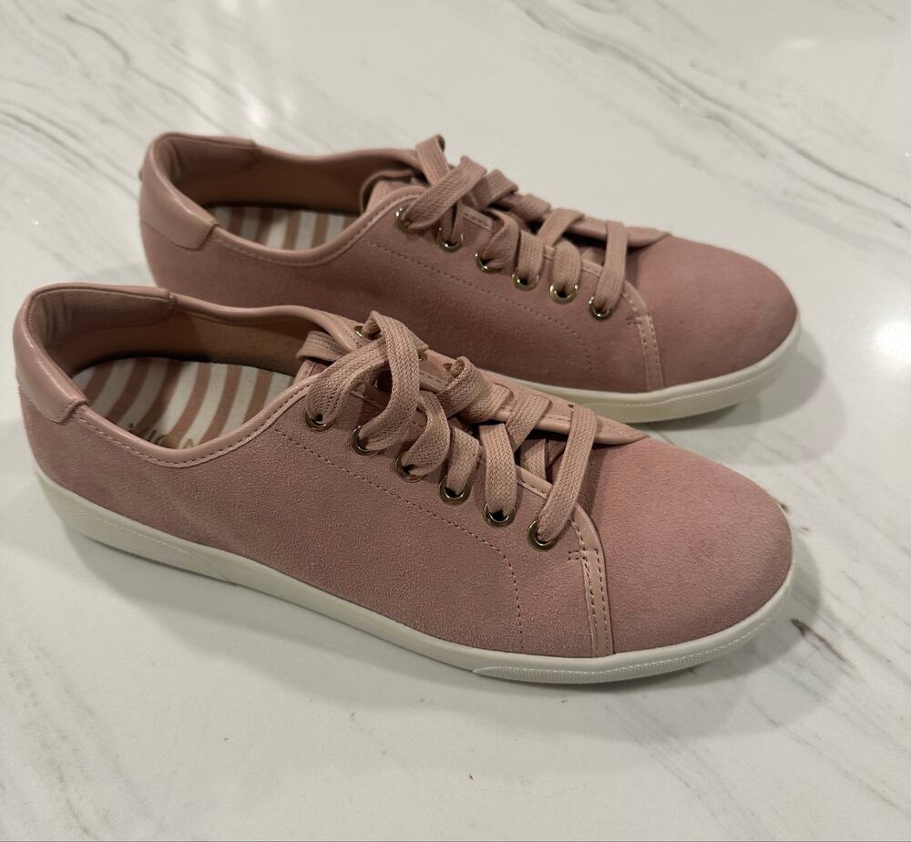 Vionic Brinley Suede Sneakers Women's 8 Dusty Rose Pink Orthotic Comfort Shoes
